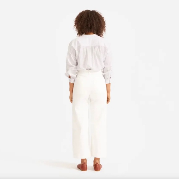 Everlane Women's White The Wide Leg Crop High Rise Pants in short - Picture 3 of 3